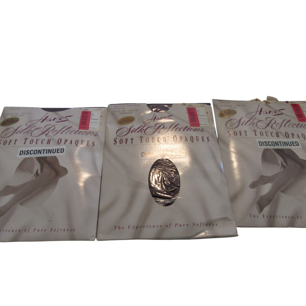 Hanes Silk Reflections Soft Touch Tights Opaque Lot of 3 264 Bordeaux Pearl CD